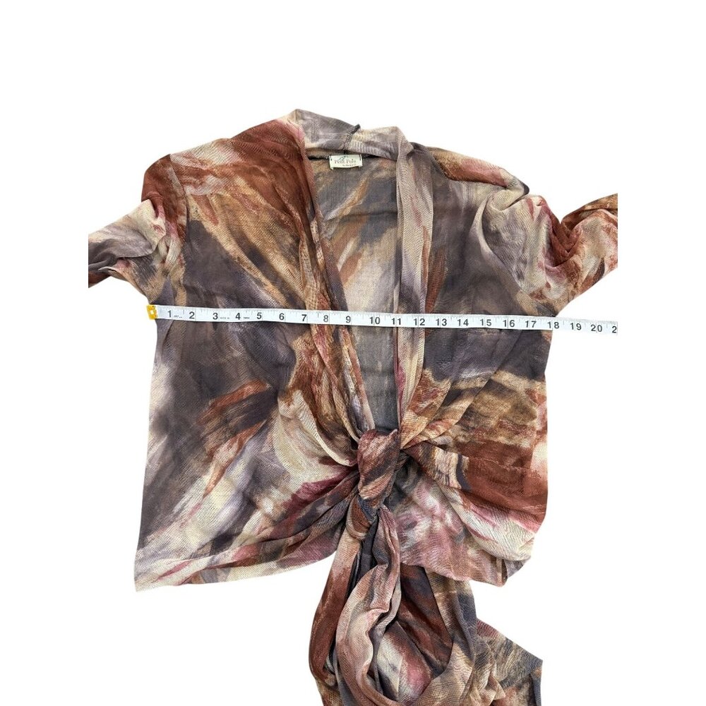 Petit Pois Viviana G Top Wrap Cardigan Sheer Tie-Front Earth-Tone Women One Size - Picture 6 of 7